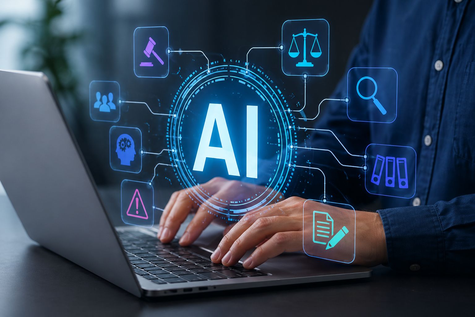 AI time management prompts on laptop with digital interface
