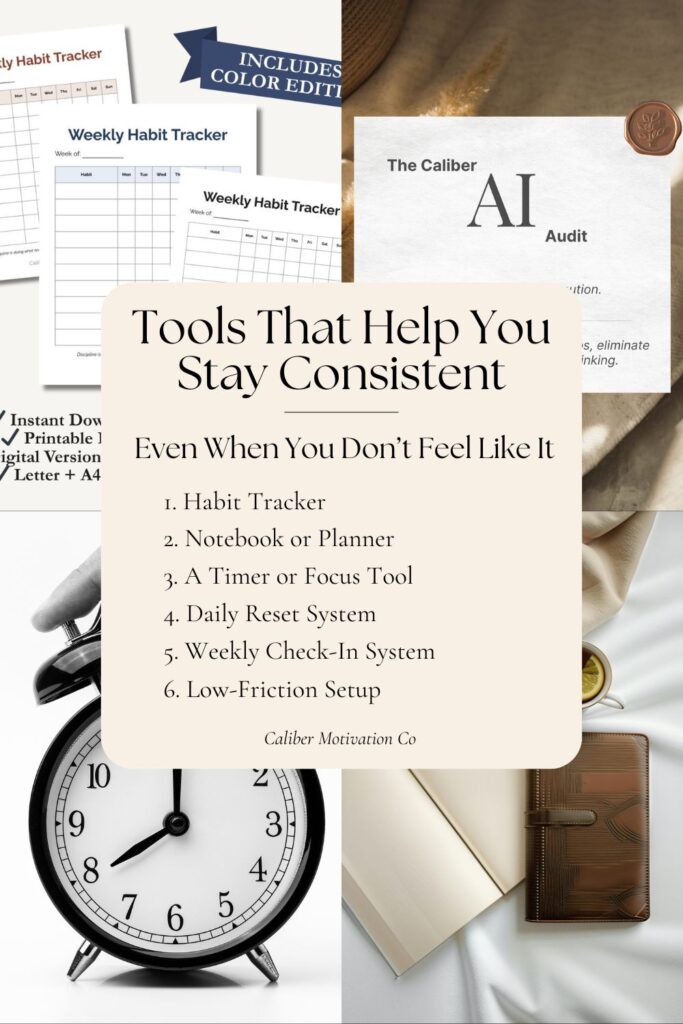 tools to stay consistent even when you don't feel like it discipline tools journal productivity