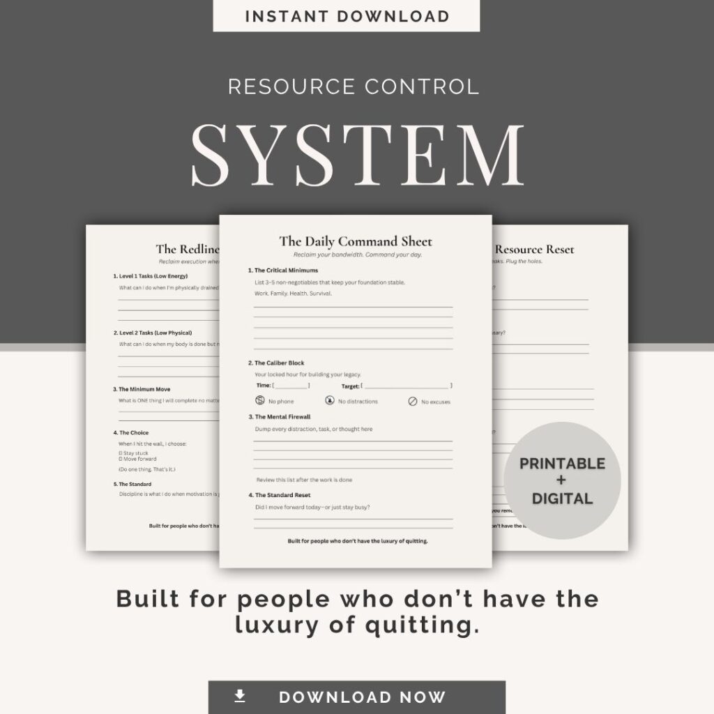 Resource Control System Tactical Productivity Framework for Entrepreneurs