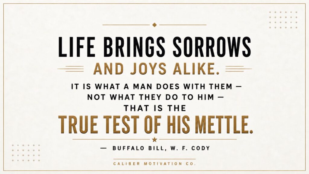 Buffalo Bill quote about how life’s sorrows and joys reveal a person’s true mettle