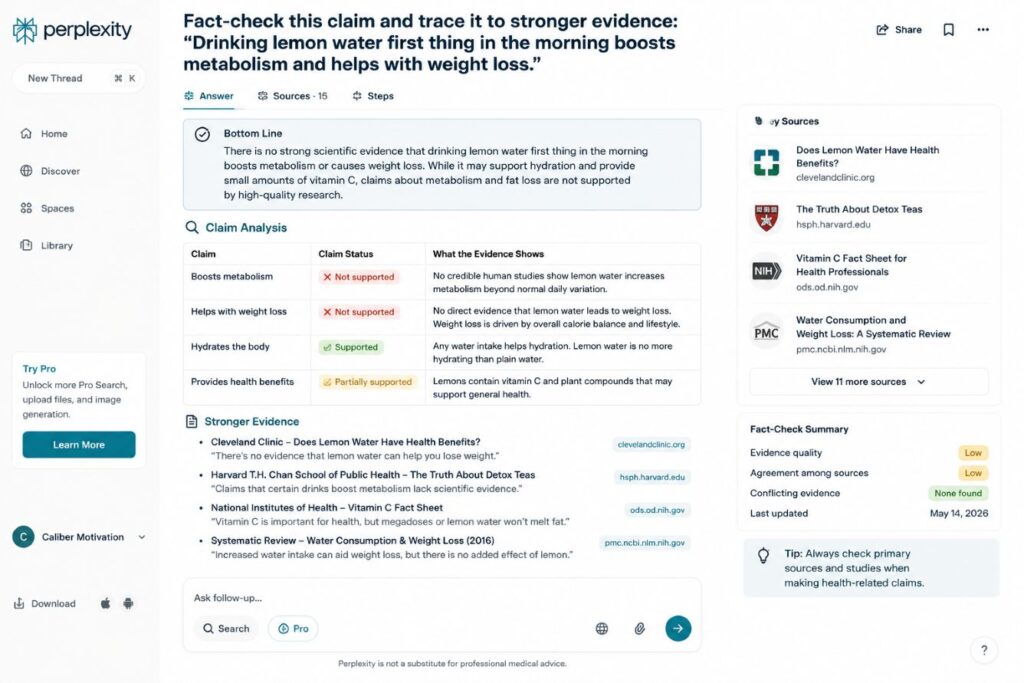 Perplexity for entrepreneurs fact-checking AI-generated claims and tracing them to credible sources
