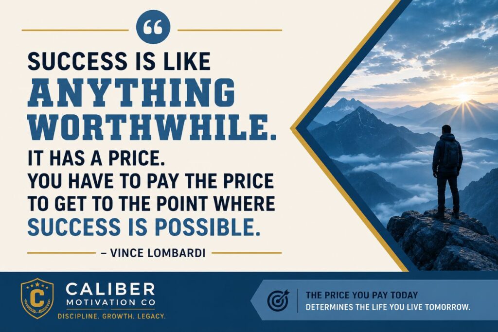 Vince Lombardi quote about the price of success and the sacrifice required to achieve it