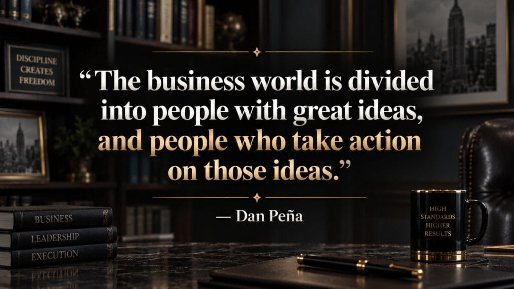 Dan Peña quote about taking action on great ideas from the Dan Peña success story article