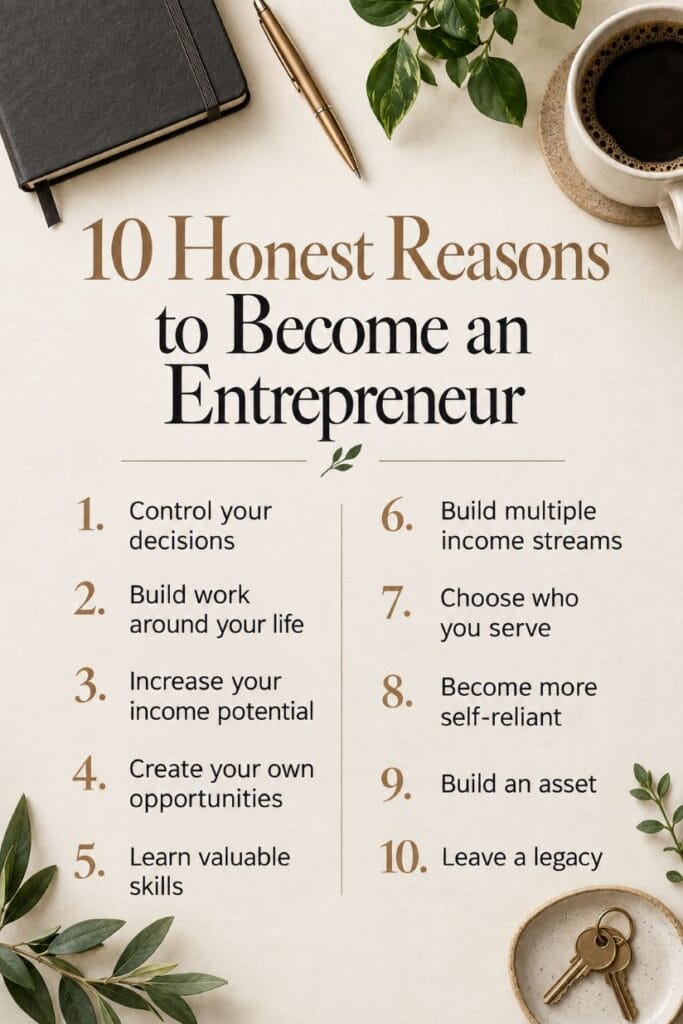 10 honest reasons to become an entrepreneur infographic